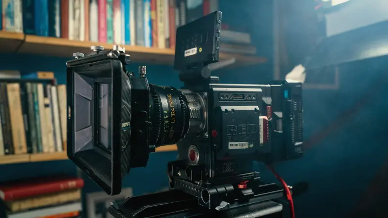 black video camera on black table